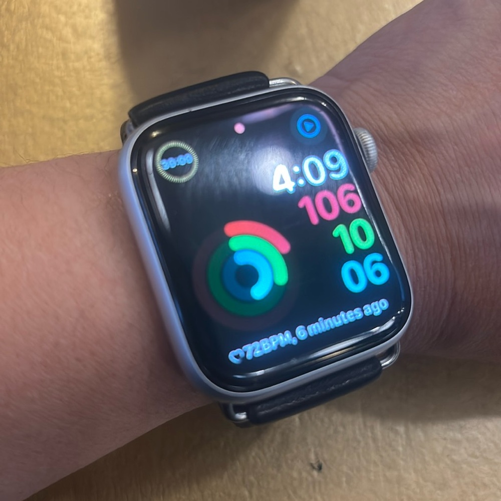 Custom Handmade Japanese Black Leather Strap + Apple Watch 4 44mm